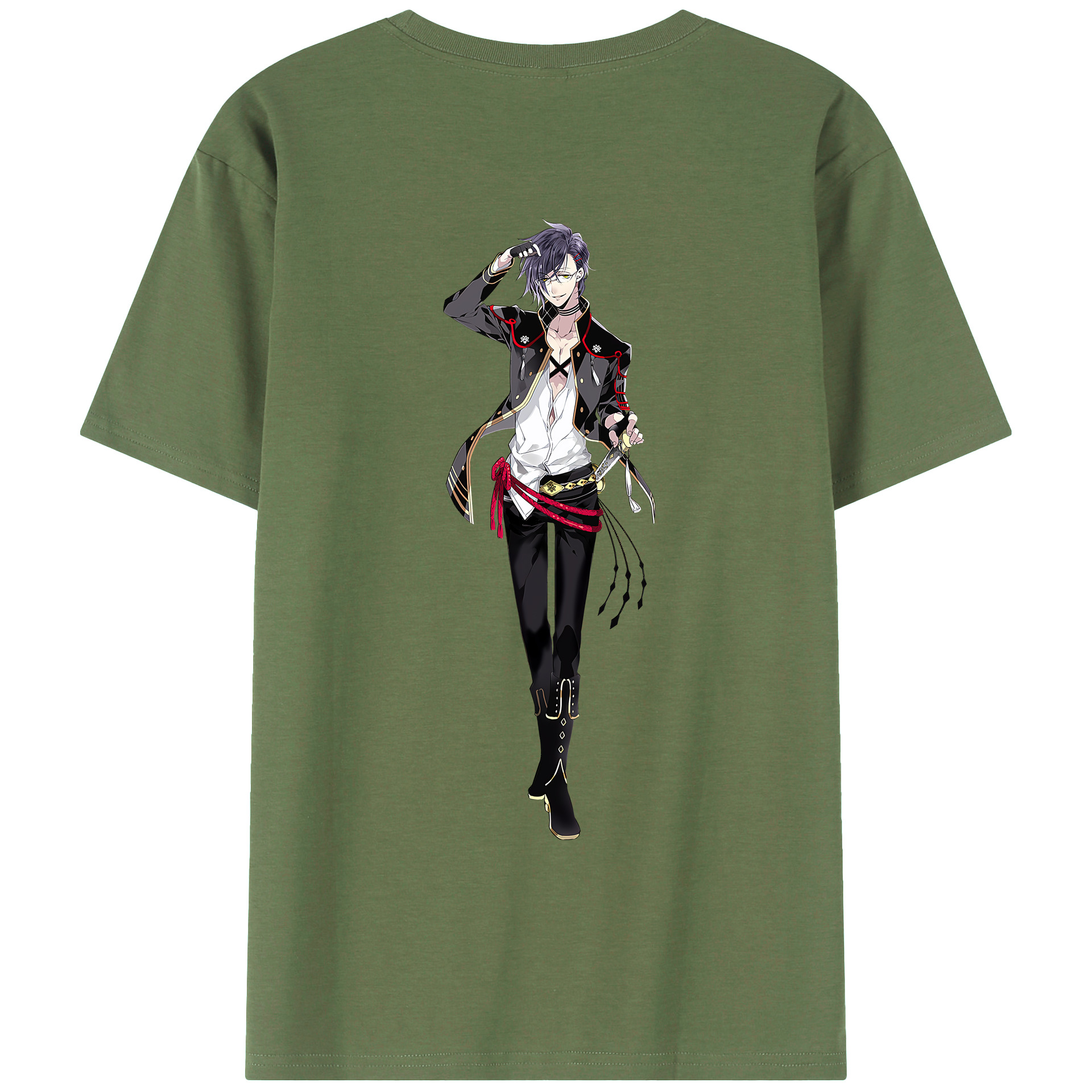 （画像用） 刀剣乱舞 Touken Ranbu 綿100％ メンズ半袖Tシャツ（バックプリント） 通気性